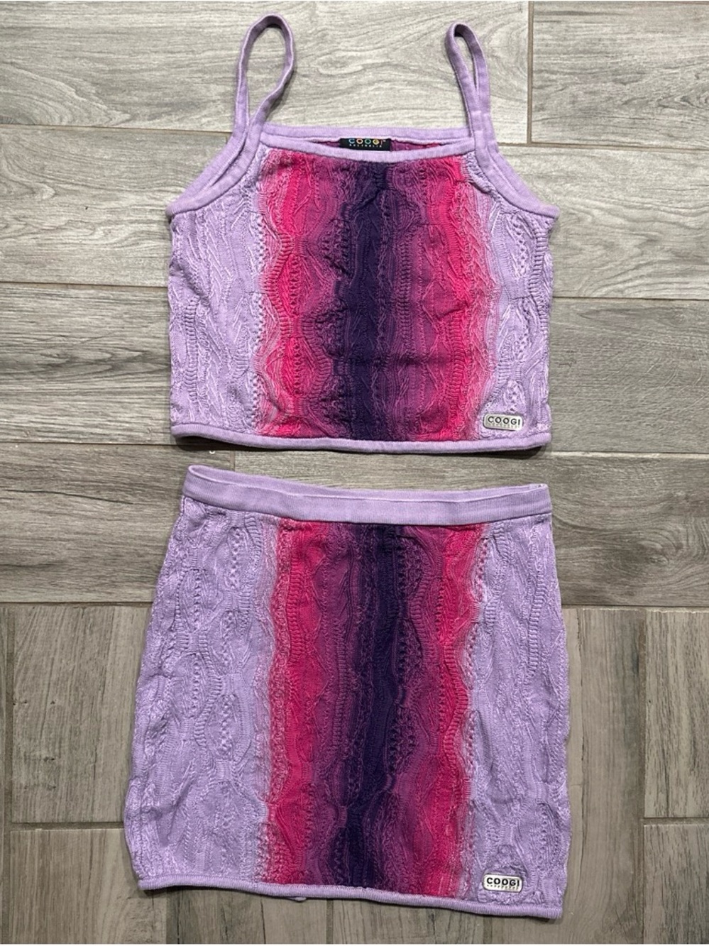 COOGI Lavender and Pink Gradient Knit Set.
